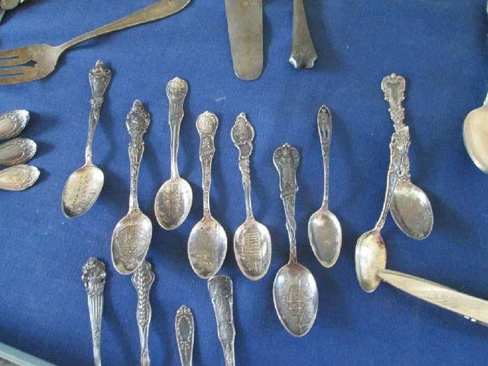 antique sterling souvenir spoon collection, some very unique ones