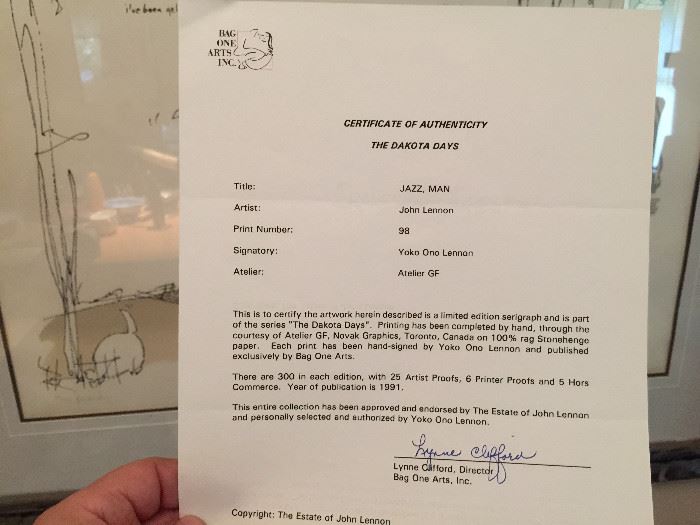 John Lennon Certificate
