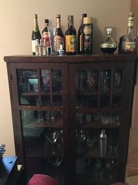 Antique Prarie Style Glass cabinet 