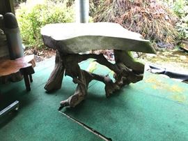 Driftwood base with cut wood top