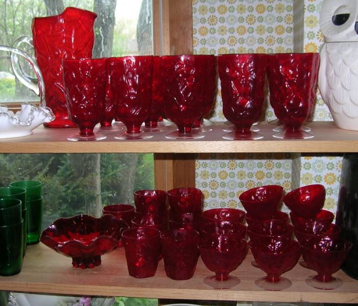 Great retro "bumpy" glassware and sherbet cups.