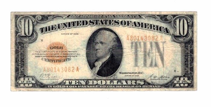 1928 $10 Dollar Gold Certificate