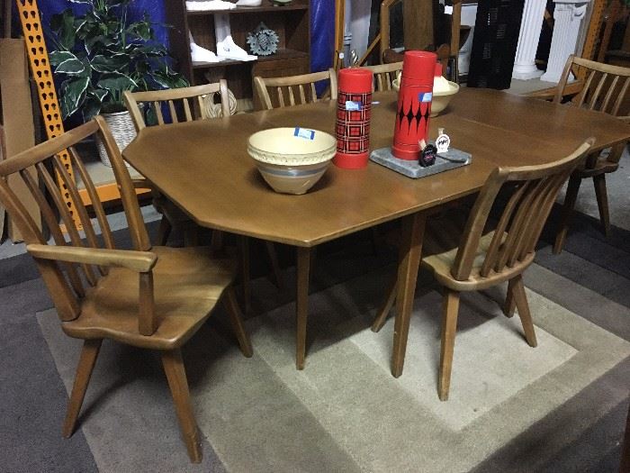 wood dining room table with 6 chairs