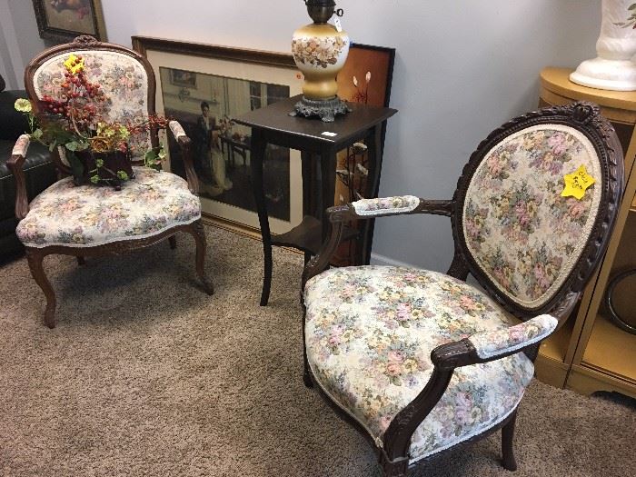 vintage floral chairs