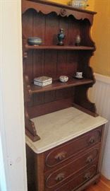 Marble Top 3 Drawer Chest - Small Hutch Bookcase