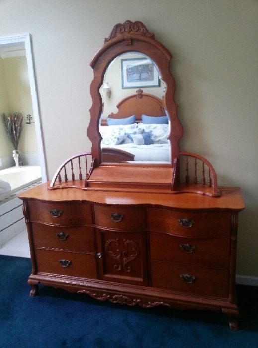 BUY NOW 125.Triple Dresser  with gorgeous Victorian Mirror by Lexington 
