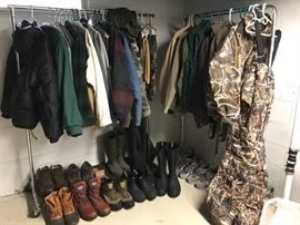 Hunting clothes, boots, etc.