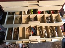 Bottom drawers of the previous tackle box.  Being sold intact, not by the piece