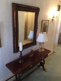 Sofa /Console table with drop leaf ends and large mirror