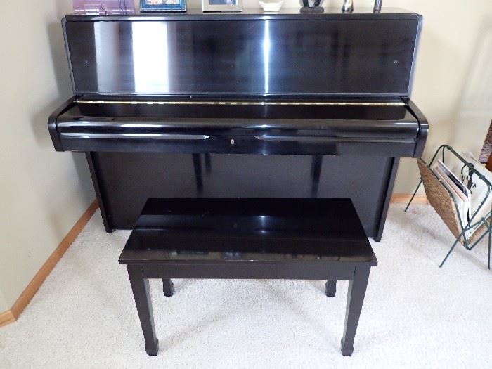 YOUNG CHANG BLACK PIANO WITH BENCH