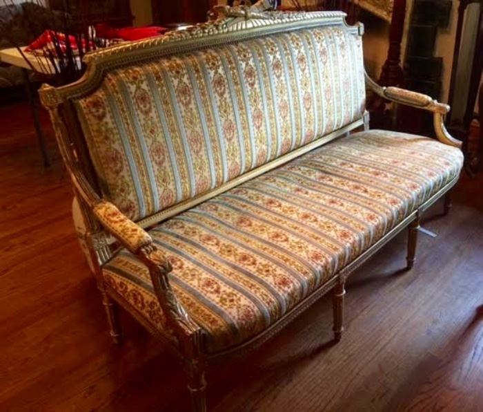 French Gilded Sofa with Velvet