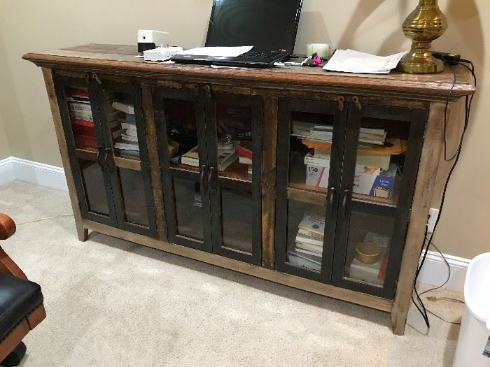 Reproduction Rustic Pine Display Cabinet