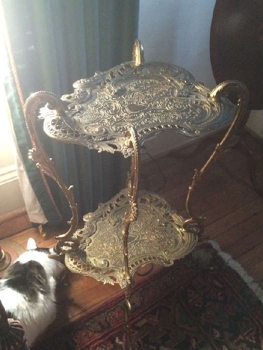 Bradley & Hubbard Art Nouveau bronze table - cat not included