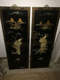 Very decorative pair of Asian panels