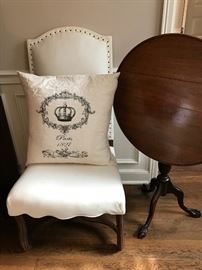 19thC Tilt Top Tea Table Pr. French Chairs