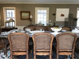 10' Farm Table in Reclaimed Wood, Set of 8 French Chairs and more....