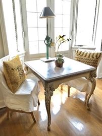 Marble Top Table with Rams Head Decoration