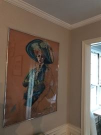 Large Pastel of Girl in Hat