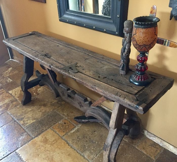 RUSTIC ENTRY TABLE COULD ALSO BE USED AS A SOFA TABLE