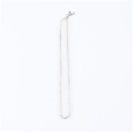 Sterling Silver Rolo Chain: A sterling silver chain. This necklace features a link design. It is marked “Silver/925” to the clasp. The total approximate weight, inclusive of all materials, is 0.180 ozt.