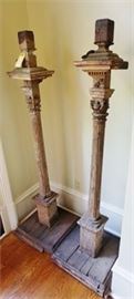 Lot 113. Pair 19th Century French Wooden Column Torchieres
