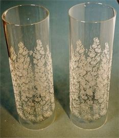 Lot 12 Pair of Etched Candle Globes