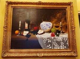 Lot 61 Decorative Still Life Oil on Canvas