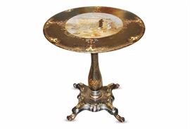 Lot 123. Lacquered Tilt Top Tea Table