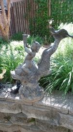 Awesome Vintage Bronze Statue of Baby on A Dolphin Water Fountain…..