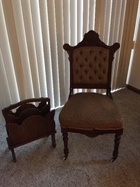 Victorian chair and magazine rack