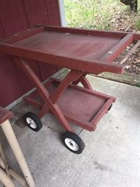 outdoor redwood patio cart