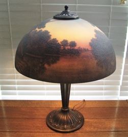 1920 Handel Style, Obverse Painted Table Lamp