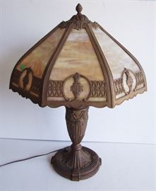 1920 8 Section Bent Panel Slag Table Lamp