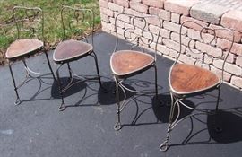 1920s Set of 4 Ice Cream Parlor Chairs (unique Low Backs)