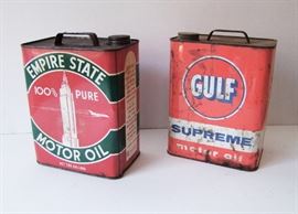 1950s Oil Cans incl Empire State and Gulf (Part of a Lg. Group of Oil Cans)