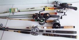 1960s 3 Groups of Fishing Rods with Reels - Sold in Bundles