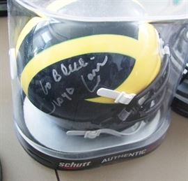 Lloyd Carr Autographed Mini U of M Helmet