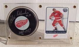 2001 Autographed Alex Delvecchio Cased Puck