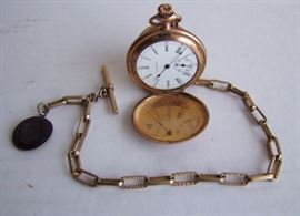 1890 Waltham 15 Jewel Pocket Watch and Chain