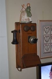 Antique American Oak Wall Phone ( complete )