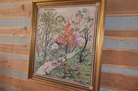 Absolutely Gorgeous Antique Needlepoint Artistry. This is very large and Beautifully Framed.