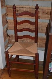 One of the set of Kitchen Ladder back Rush Seated Chairs ( a match to those around the Farm House Kitchen Table - it will sell with the set )