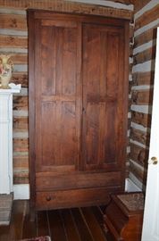 American Primitive Hand Crafted Wardrobe just notice the intricate carving that went into just the locking system