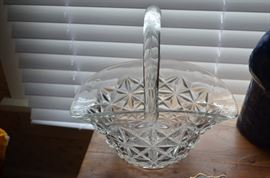 Large Antique Clear Glass Basket
