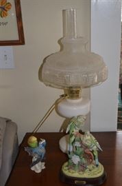 Antique Alladin Lamp plus Vintage Bird Figurines