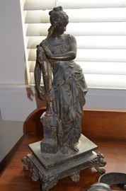 Victorian Spelter Statue of Lady with Harp