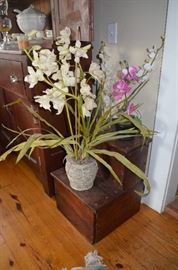 American Primitive Bed Steps cleverly used as a Plant Stand