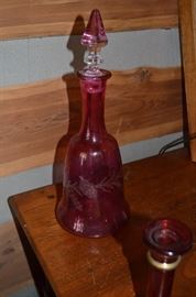 Cranberry Glass Decanter in beautiful condition