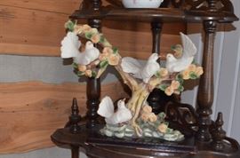Porcelain/Bisque Dove and Tree Flowers Figurine