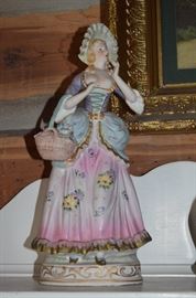 Lovely Antique Bisque Figurines of Victorian Lady & Man - Signed